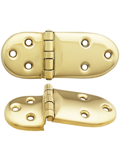 Pair of Solid Brass Ice-Box Hinges - 1 5/8 inch x 4 1/8 inch in Unlacquered Brass.